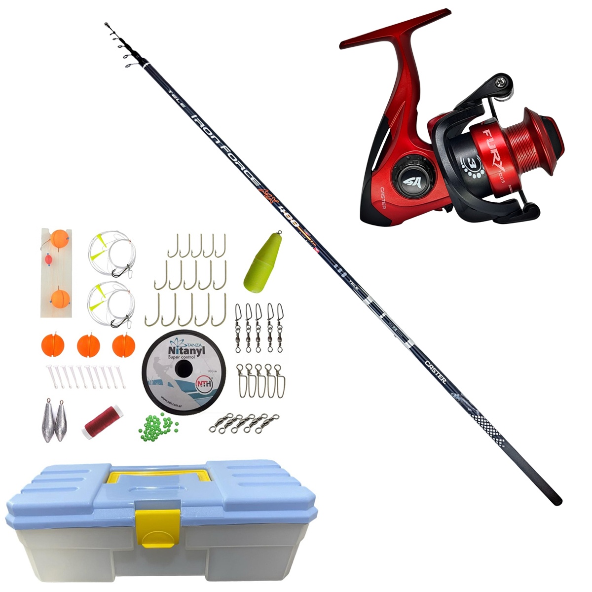 Super Kit Pesca Caña Pejerrey 4m + Reel + Accesorios + Caja - EL NAUFRAGO  PESCA - Productos para pesca deportiva